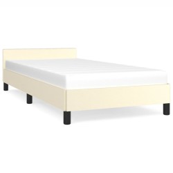 vidaXL Estructura de cama con cabecero cuero sintético crema 90x200 cm