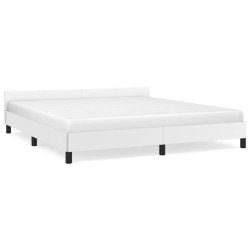 vidaXL Estructura de cama cabecero cuero sintético blanco 180x200 cm