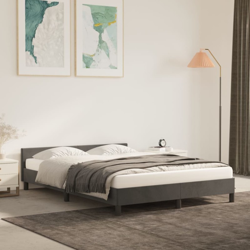 vidaXL Estructura cama con cabecero terciopelo gris oscuro 140x190 cm vidaXL Estructura cama con cabecero terciopelo gris oscuro 140x190 cm