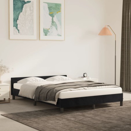 vidaXL Estructura de cama con cabecero de terciopelo negro 140x200 cm