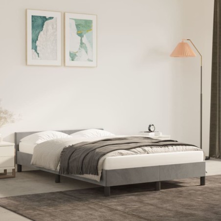 vidaXL Estructura de cama con cabecero terciopelo gris claro 120x200cm