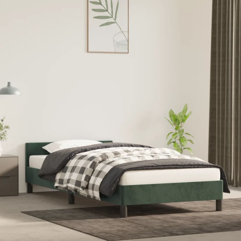 vidaXL Estructura cama con cabecero terciopelo verde oscuro 80x200 cm vidaXL Estructura cama con cabecero terciopelo verde oscuro 80x200 cm