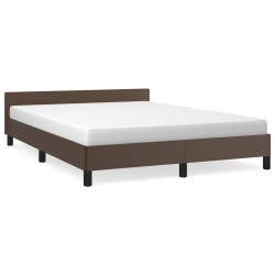vidaXL Estructura de cama cabecero cuero sintético marrón 140x190 cm