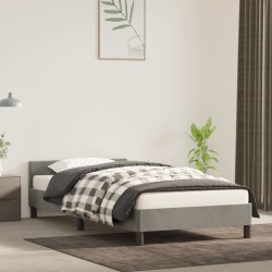 vidaXL Estructura de cama con cabecero terciopelo gris claro 90x200 cm