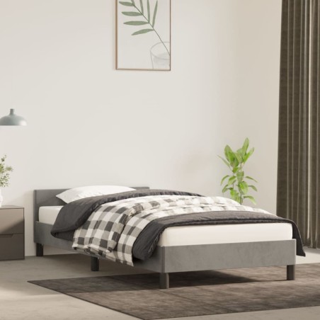 vidaXL Estructura de cama con cabecero terciopelo gris claro 90x200 cm