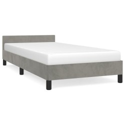 vidaXL Estructura de cama con cabecero terciopelo gris claro 90x200 cm