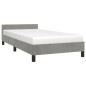 vidaXL Estructura de cama con cabecero terciopelo gris claro 90x200 cm