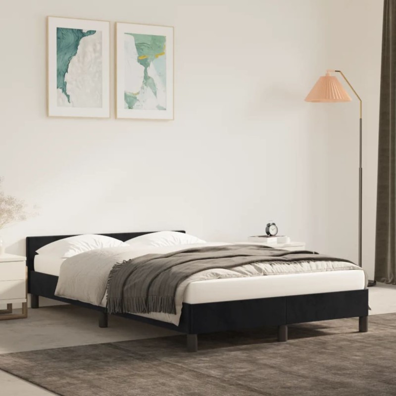 vidaXL Estructura de cama con cabecero de terciopelo negro 120x200 cm