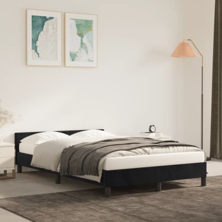 vidaXL Estructura de cama con cabecero de terciopelo negro 120x200 cm