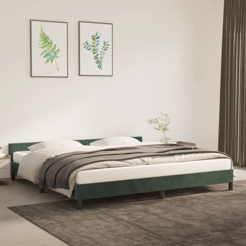 vidaXL Estructura cama con cabecero terciopelo verde oscuro 200x200 cm vidaXL Estructura cama con cabecero terciopelo verde oscuro 200x200 cm