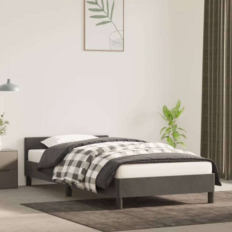 vidaXL Estructura cama con cabecero terciopelo gris oscuro 100x200 cm vidaXL Estructura cama con cabecero terciopelo gris oscuro 100x200 cm