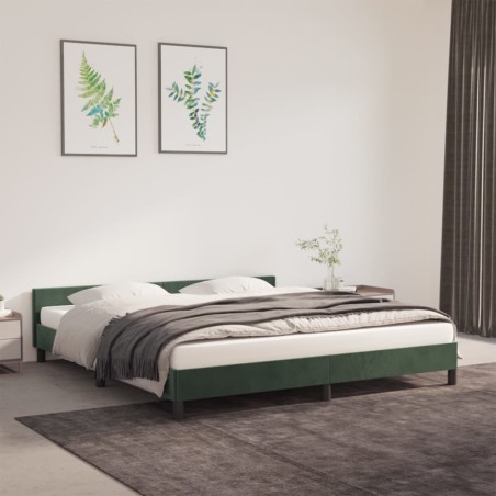 vidaXL Estructura cama con cabecero terciopelo verde oscuro 160x200 cm