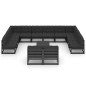 vidaXL Set de muebles de jardín 13 pzas con cojines madera pino negro