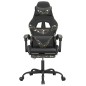vidaXL Silla gaming giratoria y reposapiés cuero sintético