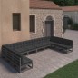 vidaXL Set de muebles de jardín 10 pzas con cojines madera pino negro vidaXL Set de muebles de jardín 10 pzas con cojines madera pino negro