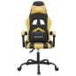 vidaXL Silla gaming giratoria cuero sintético negro y dorado