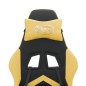 vidaXL Silla gaming giratoria cuero sintético negro y dorado