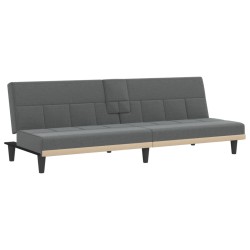 vidaXL Sofá cama con portavasos tela gris oscuro