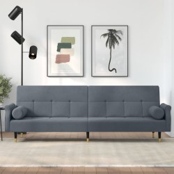vidaXL Sofá cama con cojines terciopelo gris oscuro
