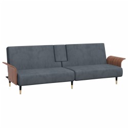 vidaXL Sofá cama con portavasos terciopelo gris oscuro