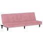 vidaXL Sofá cama con portavasos terciopelo rosa vidaXL Sofá cama con portavasos terciopelo rosa