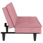 vidaXL Sofá cama con portavasos terciopelo rosa vidaXL Sofá cama con portavasos terciopelo rosa
