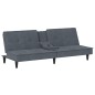 vidaXL Sofá cama con portavasos terciopelo gris oscuro vidaXL Sofá cama con portavasos terciopelo gris oscuro