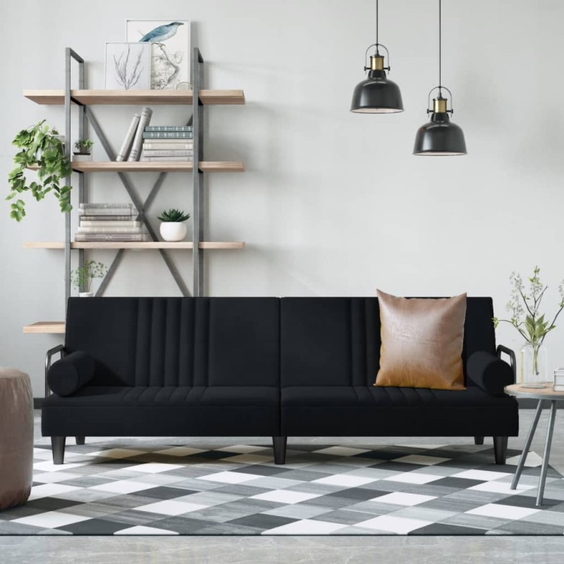 vidaXL Sofá cama con reposabrazos terciopelo negro vidaXL Sofá cama con reposabrazos terciopelo negro
