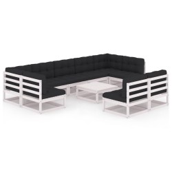 vidaXL Set de muebles de jardín 10 pzas con cojines madera pino blanco