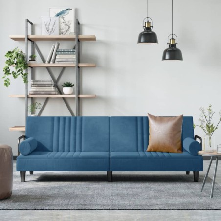 vidaXL Sofá cama con reposabrazos terciopelo azul