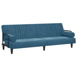vidaXL Sofá cama con reposabrazos terciopelo azul