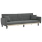 vidaXL Sofá cama con portavasos tela gris oscuro vidaXL Sofá cama con portavasos tela gris oscuro