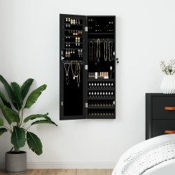 vidaXL Espejo con joyero de pared negro 30x8,5x106 cm