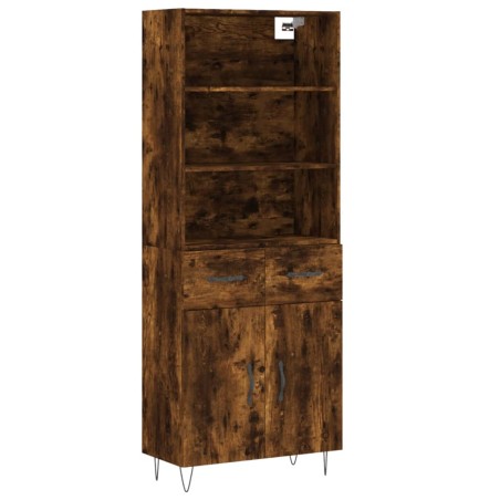 vidaXL Aparador alto madera contrachapada roble ahumado 69,5x34x180 cm
