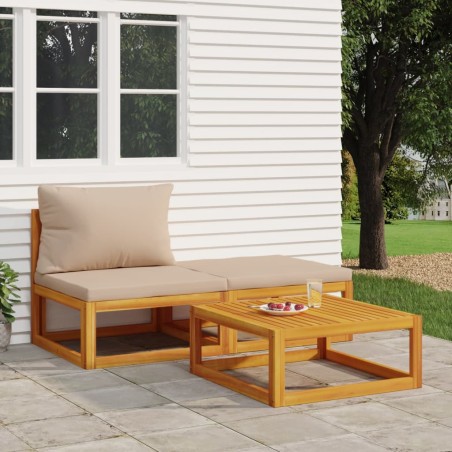 vidaXL Set de muebles para jardín 3 piezas con cojines madera acacia
