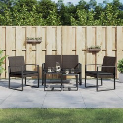 vidaXL Set comedor de jardín 5 pzas y cojines PP aspecto ratán marrón
