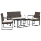 vidaXL Set comedor de jardín 5 pzas y cojines PP aspecto ratán marrón vidaXL Set comedor de jardín 5 pzas y cojines PP aspecto ratán marrón