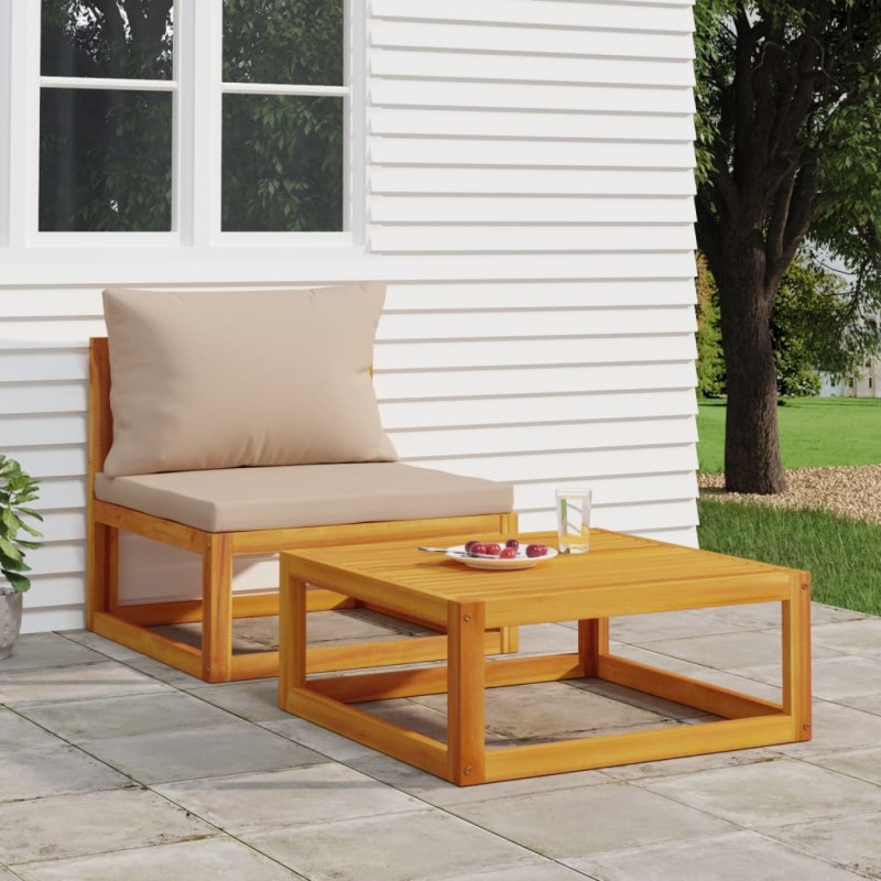 vidaXL Sofás de jardín 2 pzas con cojines madera maciza acacia vidaXL Sofás de jardín 2 pzas con cojines madera maciza acacia