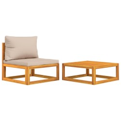 vidaXL Sofás de jardín 2 pzas con cojines madera maciza acacia