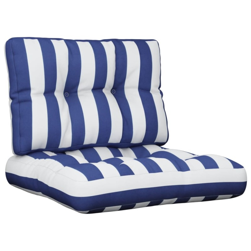 vidaXL Cojines para sofá de palets 2 piezas tela a rayas azul y blanco vidaXL Cojines para sofá de palets 2 piezas tela a rayas azul y blanco