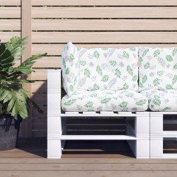 vidaXL Cojines para palés 3 piezas tela Oxford estampado de hojas