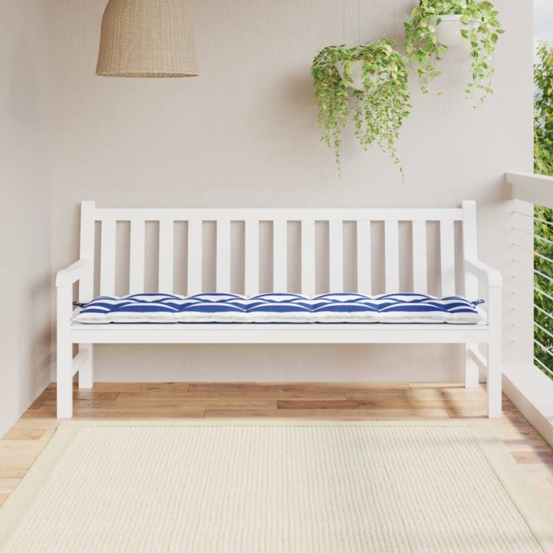 vidaXL Cojín banco jardín tela Oxford a rayas azul y blanco 180x50x7cm vidaXL Cojín banco jardín tela Oxford a rayas azul y blanco 180x50x7cm