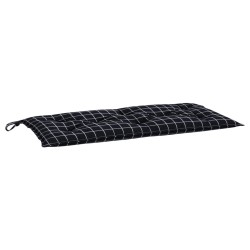 vidaXL Cojín de banco jardín tela Oxford a cuadros negro 100x50x7 cm