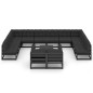 vidaXL Set de muebles de jardín 13 pzas con cojines madera pino negro vidaXL Set de muebles de jardín 13 pzas con cojines madera pino negro
