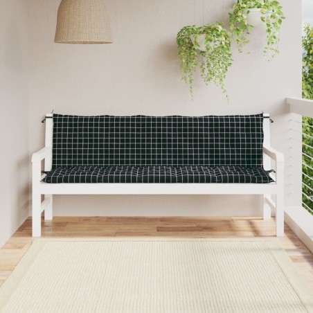 vidaXL Cojines de banco de jardín 2 uds tela Oxford a cuadros negros