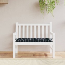vidaXL Cojín para banco de jardín tela a cuadros negro 110x50x7 cm