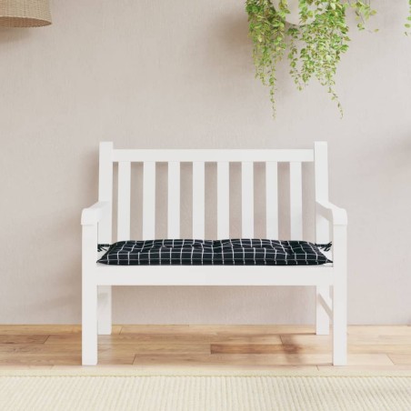 vidaXL Cojín para banco de jardín tela a cuadros negro 110x50x7 cm