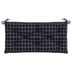 vidaXL Cojín para banco de jardín tela a cuadros negro 110x50x7 cm