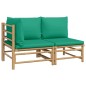 vidaXL Set de muebles de jardín 2 piezas bambú con cojines verde vidaXL Set de muebles de jardín 2 piezas bambú con cojines verde