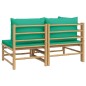 vidaXL Set de muebles de jardín 2 piezas bambú con cojines verde vidaXL Set de muebles de jardín 2 piezas bambú con cojines verde